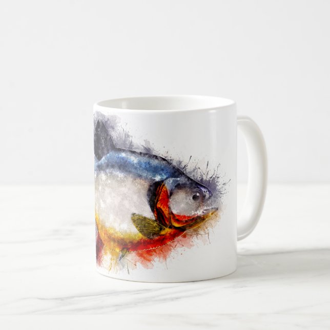 Mug Piranha à ventre rouge aquarelle monstre art poiss (Devant droit)