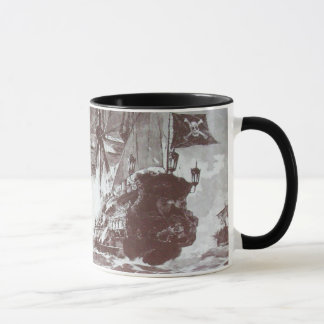 MUG PIRATE SHIP BATTLE IN BLACK