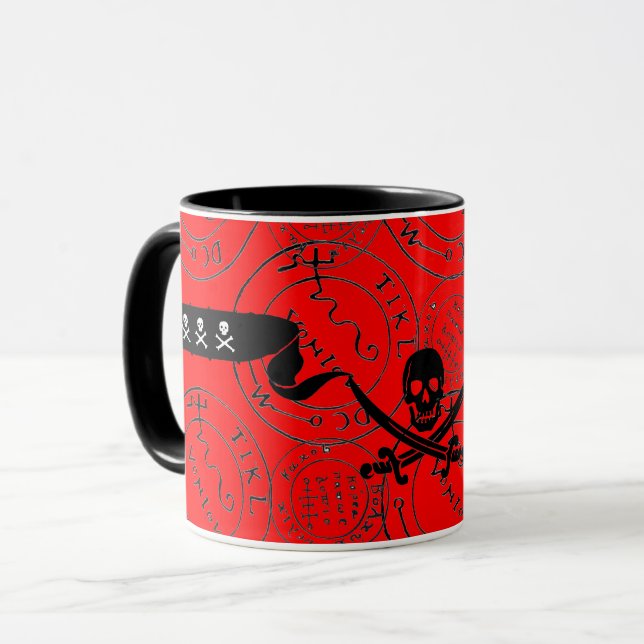 Mug PIRATES CARTES DE TRÉSORERIE, SKULL, ÉPRES Rouge N (Devant gauche)