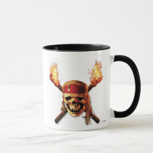 Mug Pirates des torches du crâne des Caraïbes Logo Dis