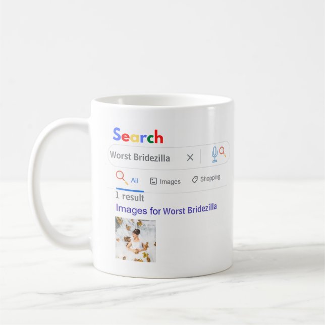 Mug PIRE BRIDEZILLA Drôle cadeau PHOTO pour Mariée (Gauche)