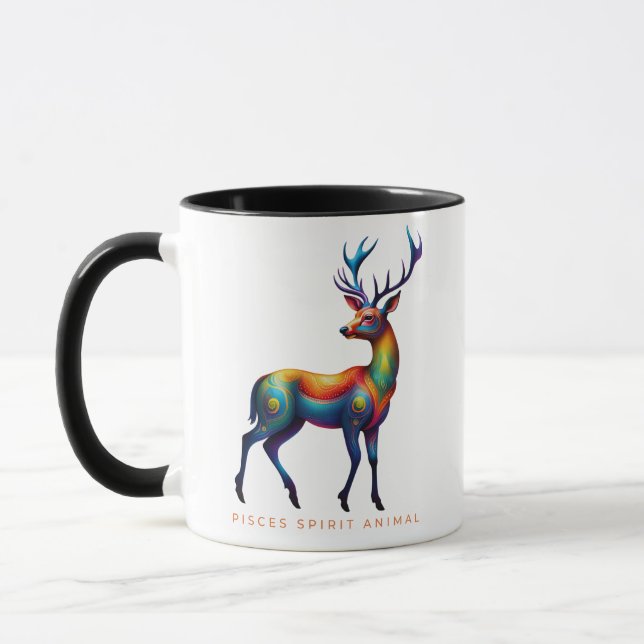Mug Pisces Spirit Animal Deer Alebrije (Gauche)