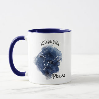 Mug Pisces Starry Night Constellation Nom personnalisé