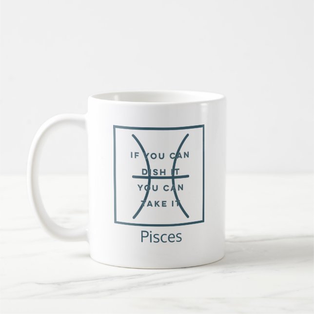 Mug Pisces Zodiac Sign Fun Citation Moderne Bleu Texte (Gauche)