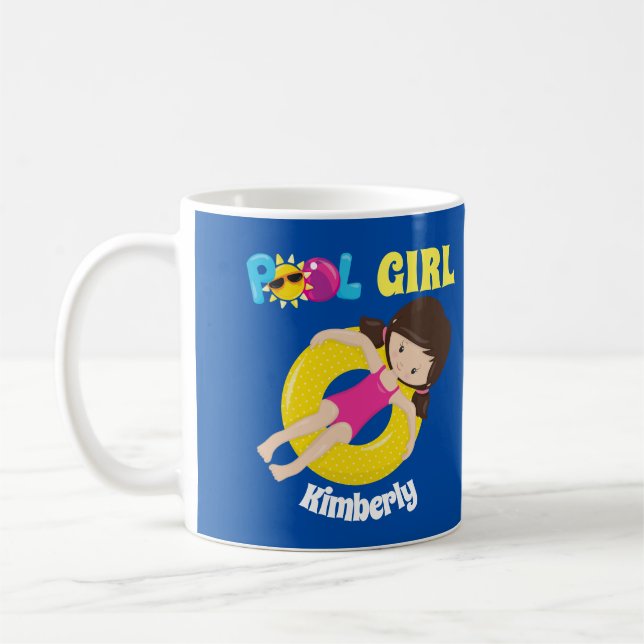 Mug Piscine mignonne fille nage sur mesure équipe enfa (Gauche)