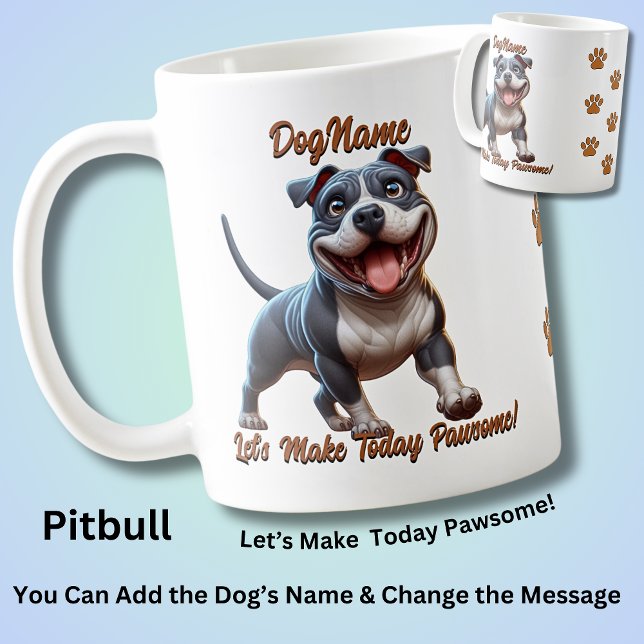 Mug Pitbull Pit Bull - Ajouter le nom du chien, modifi (Créateur téléchargé)