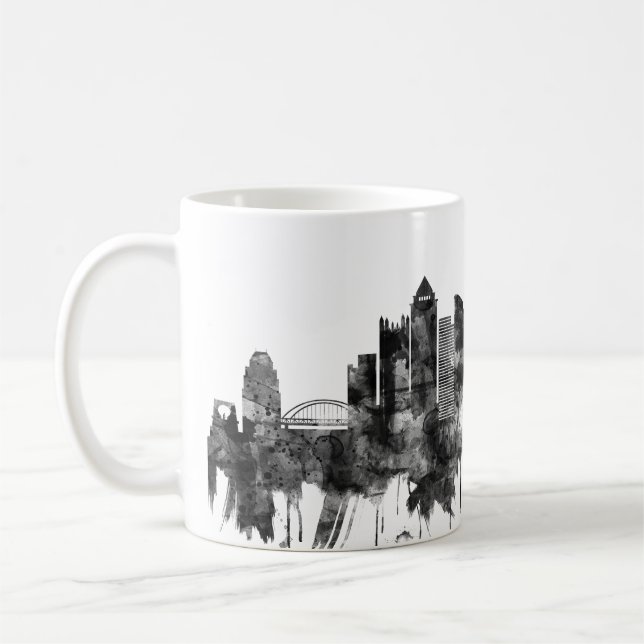 Mug Pittsburgh Pennsylvania Skyline BW (Gauche)