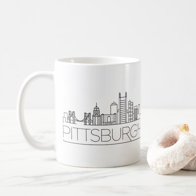 Mug Pittsburgh, Pennsylvanie| Ligne Skyline Stylisée V (Avec donut)