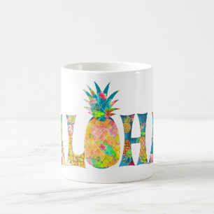 Mug PixDezines Aloha Ananas+Aquarelle Florale