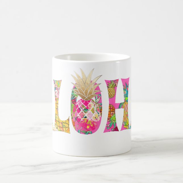 Mug PixDezines Aloha Ananas+Aquarelle Florale (Centre)