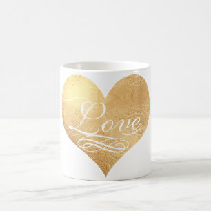 Mug PixDezines Amour/Cœur/Faux Or/Fond DIY