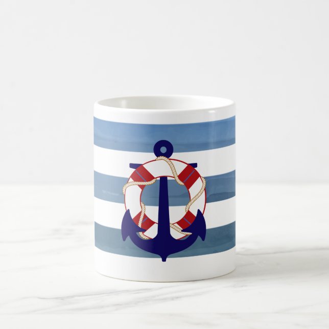 Mug PixDezines bandes/ancre nautiques (Centre)