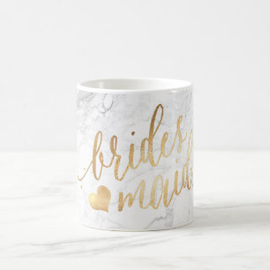Mug PixDezines Bridesmaid Marble Faux Gold Script