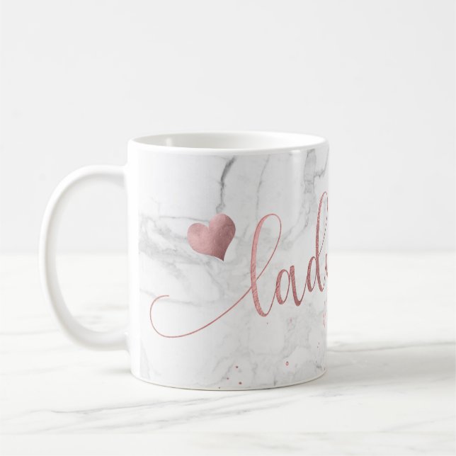 Mug PixDezines LADYBOSS Marble+Faux Rose Gold/Script (Gauche)