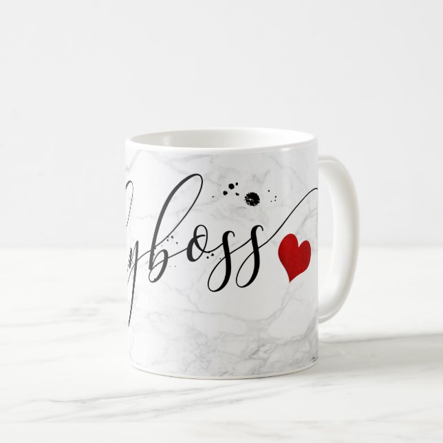Mug PixDezines LADYBOSS Marbre+Script moderne (Devant droit)