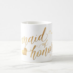 Mug PixDezines Maid of Honor/Faux Gold/Modern Script