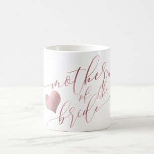 Mug PixDezines Mère de la mariée/Faux script doré rose