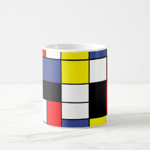 Mug PixDezines Mondrian, minimaliste
