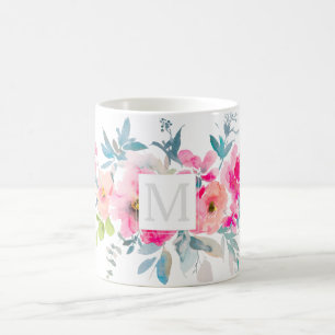 Mug PixDezines MONOGRAMME ACRÉLARE JARDIN ROSE PINK