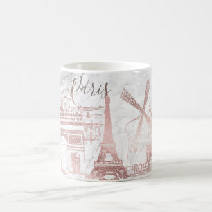 Mug PixDezines PARIS en FAUX ROSE OR+MARBLE