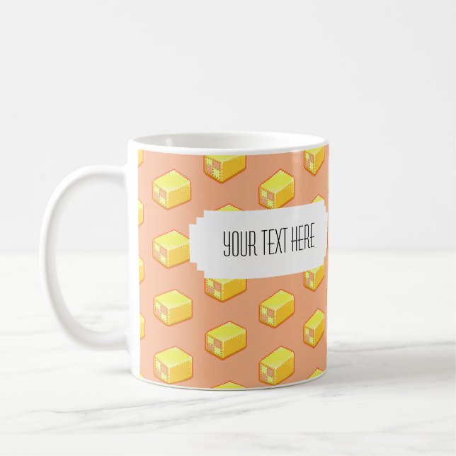 Mug Pixel Art Battenberg Motif de gâteau avec Étiquett (Gauche)