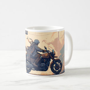Mug Pixel Art Of Women Ride Sur La Moto
