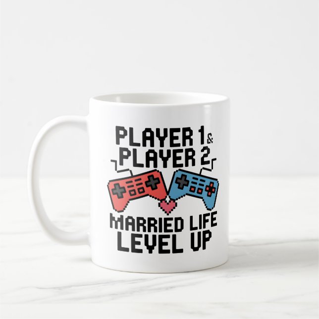 Mug Pixel Gaming Couple Level Up Design (Gauche)