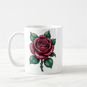 Mug Pixel Rose – Art Floral Rétro