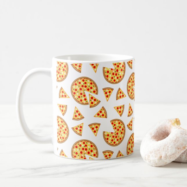 Mug Pizza et tranches de cool motif sur blanc (Avec donut)