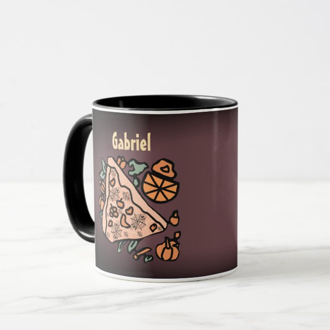 Mug Pizza rétro avec torsion Citrouille (Devant gauche)