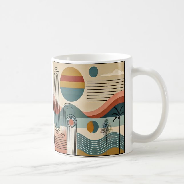 Mug Plage d'art moderne du milieu du siècle Sunrise (Droite)