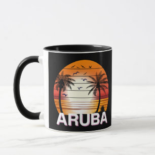 Mug Plage d'été d'Aruba Vintage Palm Trees