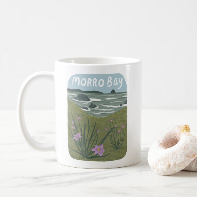 Mug Plage d'illustration de Morro Bay Central Californ (Avec donut)