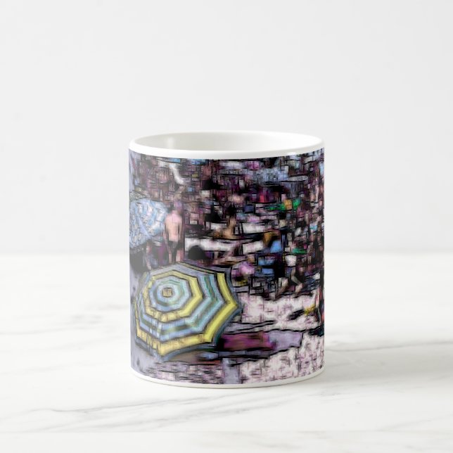 Mug Plage effet numérique de style "impression" (Centre)