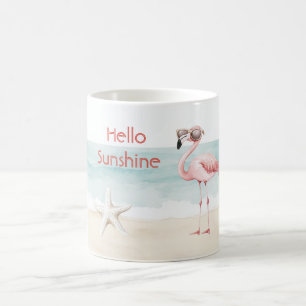 Mug Plage Océan Étoile de mer Flamant Rose Bonjour Sol