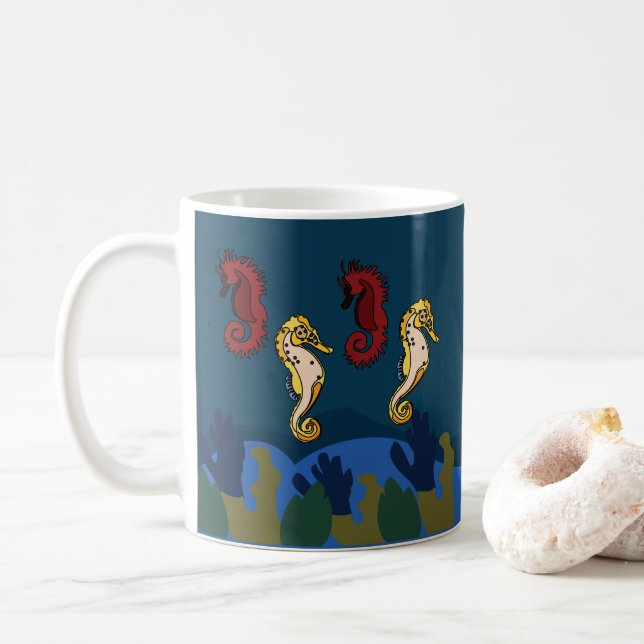 Mug Plage sous-marine de Seahorse (Avec donut)