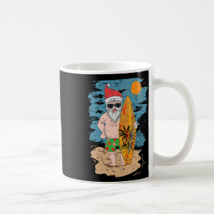 Mug Plage Surfant Santa Drôle Été Hawaii Noël