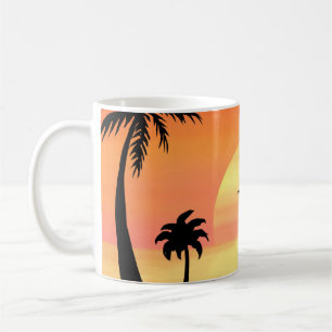 Mug Plage tropicale coucher de soleil Palm Tree Silhou