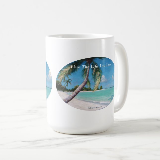 Mug Plage tropicale des Caraïbes - Vivez la vie que vo (Devant droit)