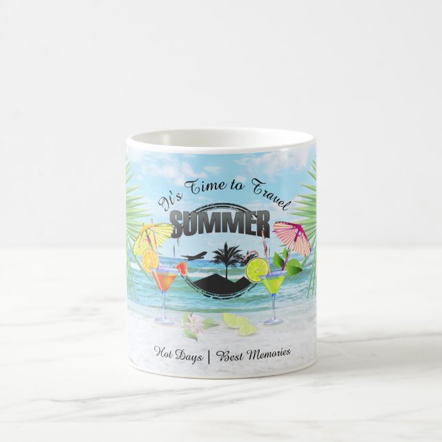 Mug Plage tropicale, vacances d'été | Personnalisé (Centre)