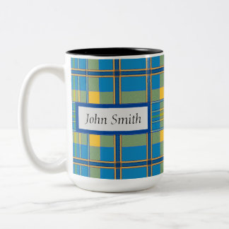 Mug Plaid bleu clair, 15 oz