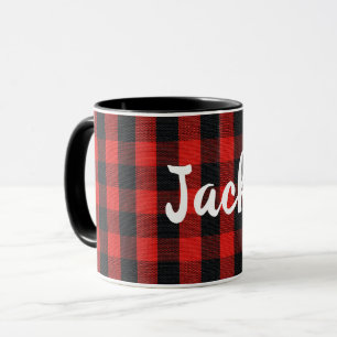 Mug plaid de bûcheron portant le nom