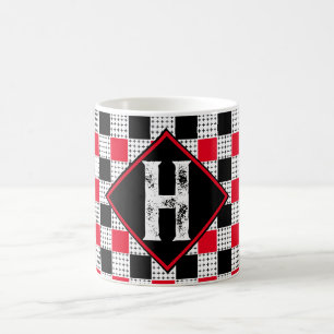Mug plaid de buffle rouge et noir moderne À damiers pe