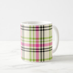 Mug Plaid de cru de roses indien et de vert de chaux
