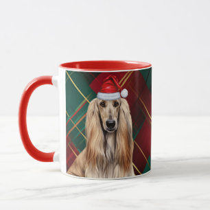 Mug Plaid de Noël pour amateur de Lévrier Afghan