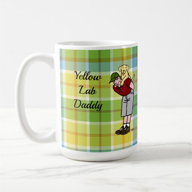 Mug Plaid jaune personnalisé de papa de laboratoire en (Gauche)
