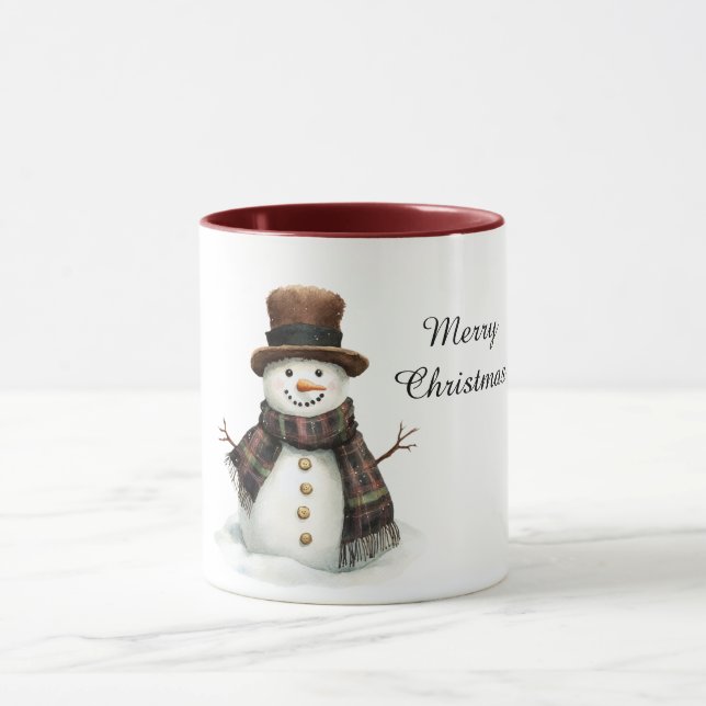 Mug Plaid Scarf Snowman Christmas (Centre)