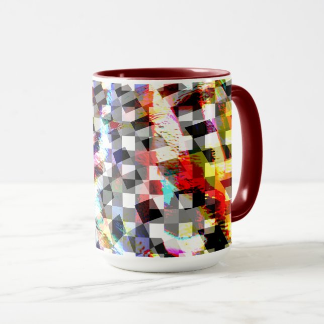 Mug Plaid tordu sous des taches colorées, scandaleux (Devant droit)
