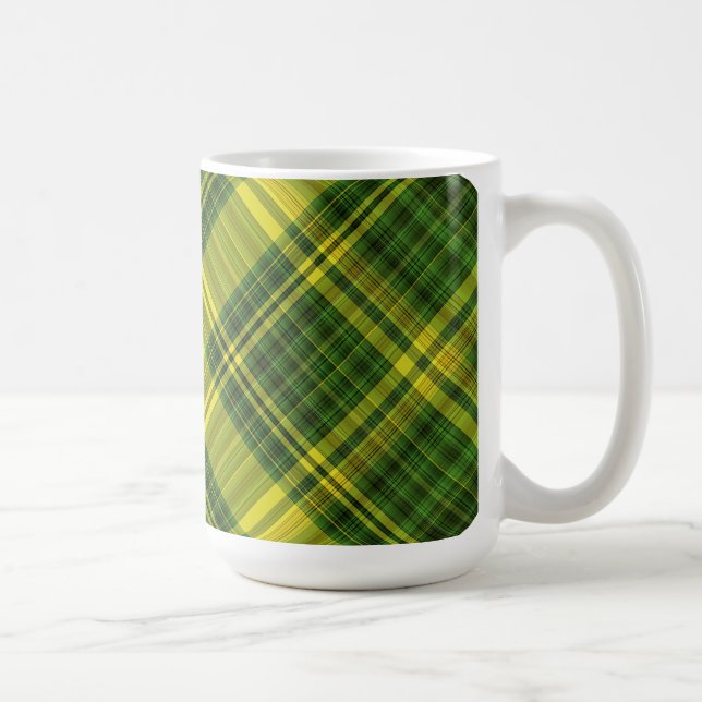 Mug Plaid vert et jaune (incliné) (Droite)