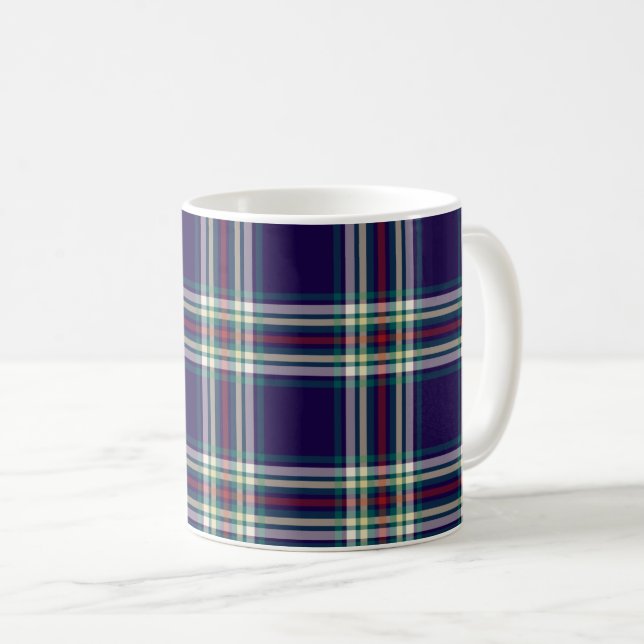 Mug Plaid vintage bleu-foncé (Devant droit)